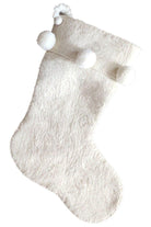 Shop For Cream Pom Pom Christmas Stocking at Michelle's aDOORable Creations