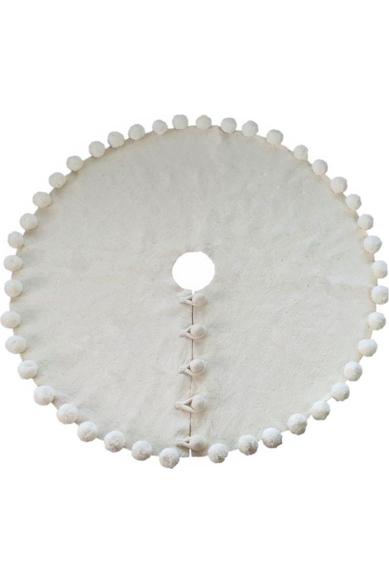 Shop For Cream Pom Poms Christmas Tree Skirt 84" at Michelle's aDOORable Creations