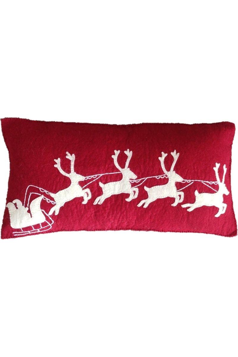 Shop For Cream Sleigh and Reindeer Christmas Pillow at Michelle's aDOORable Creations