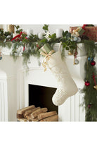 Shop For Cream Tacked Snowflake Christmas Stocking in Wool at Michelle's aDOORable Creations