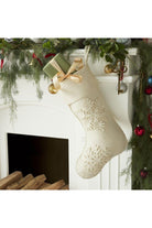 Shop For Cream Tacked Snowflake Christmas Stocking in Wool at Michelle's aDOORable Creations