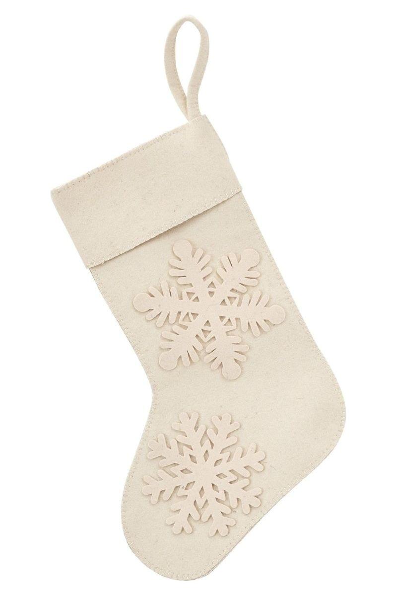 Shop For Cream Tacked Snowflake Christmas Stocking in Wool at Michelle's aDOORable Creations