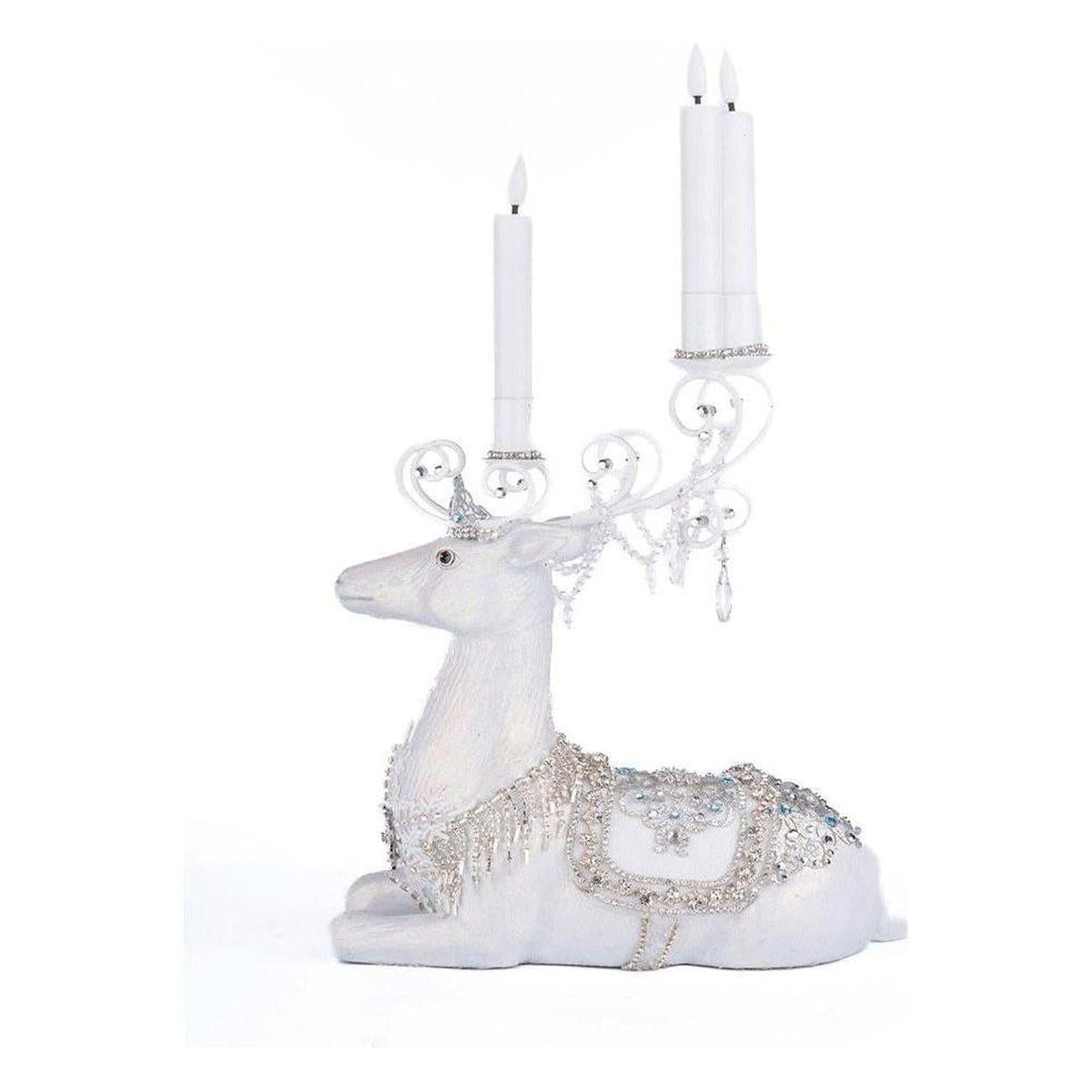 Crystal Christmas Sitting Deer Candle Holder