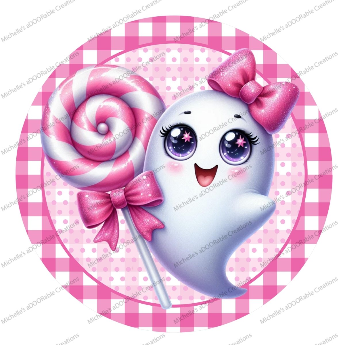 Shop For Cute Pink Halloween Ghost Round Sign