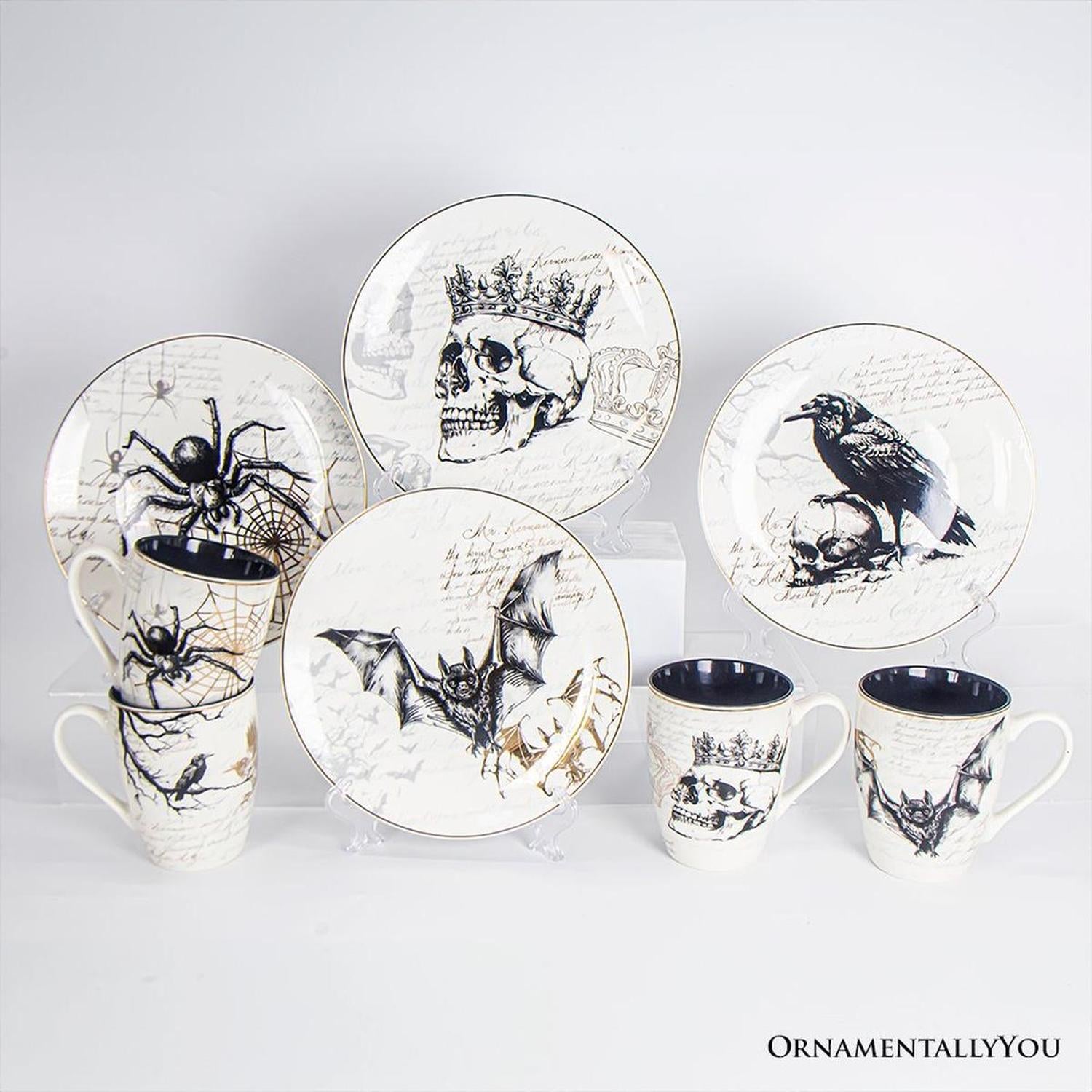 Elegant Halloween Goth Set of 4 Ceramic Mugs