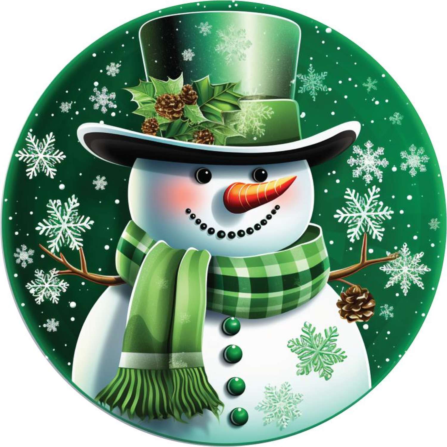 Shop For Emerald Green Snowman Round Sign - Wreath Enhancement