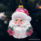 Shop For Enchanting Pink Santa Head Glass Ornament