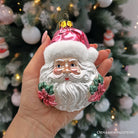 Shop For Enchanting Pink Santa Head Glass Ornament