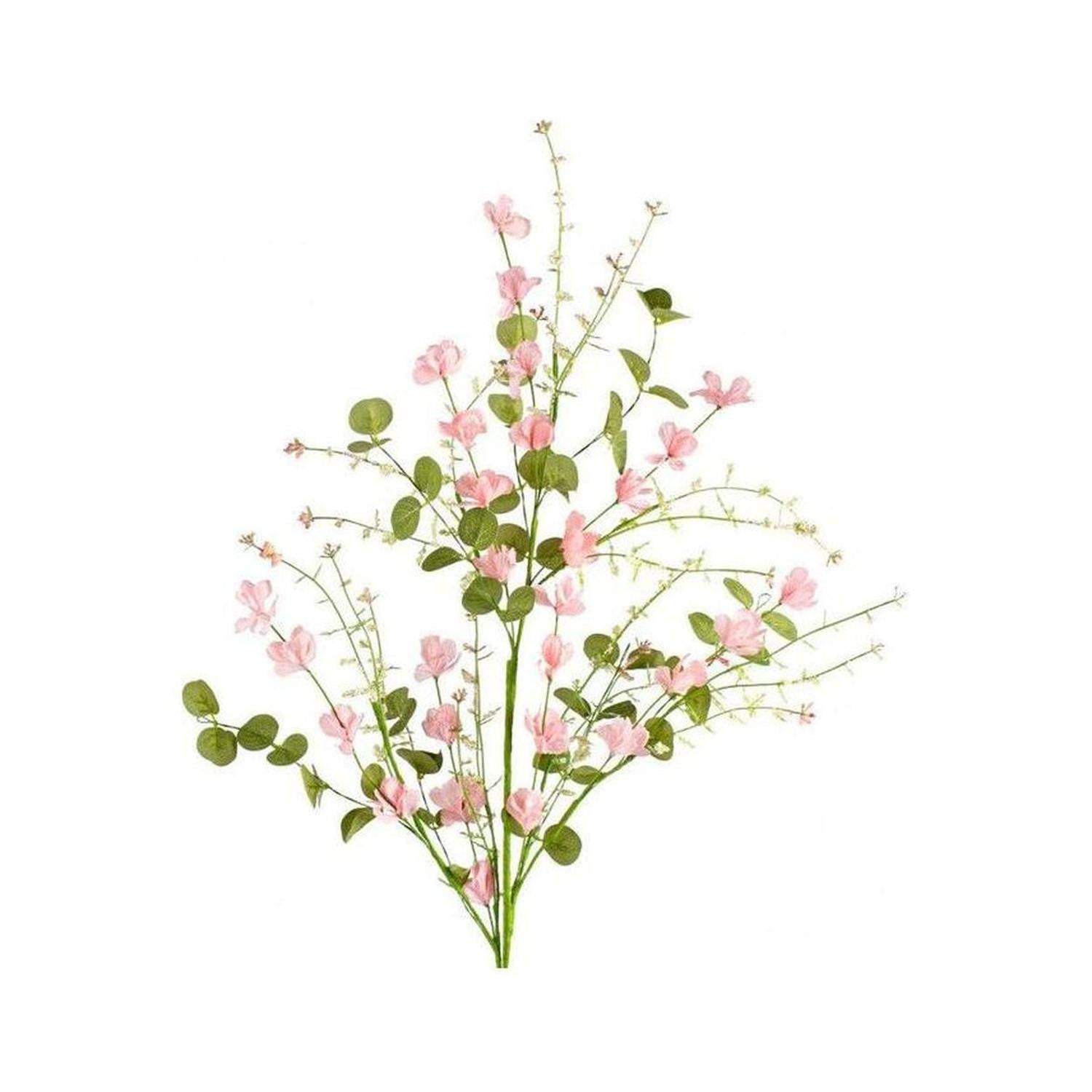 Fabric Flower Eucalyptus Spray: Pink