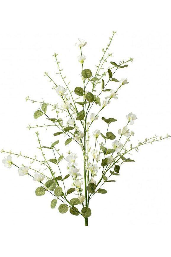 Shop For Fabric Flower Eucalyptus Spray: White at Michelle's aDOORable Creations