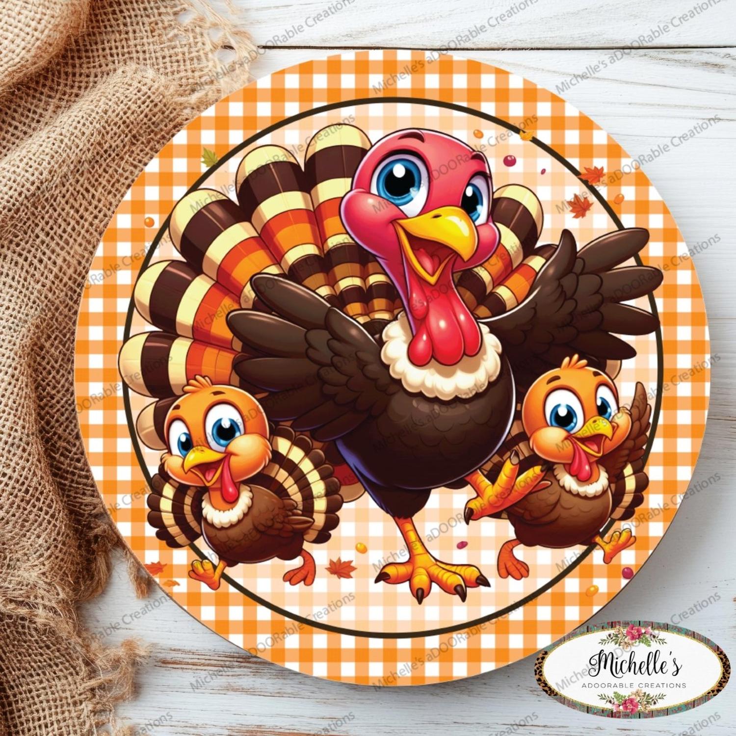 Fall Smiling Turkey Thanksgiving Sign