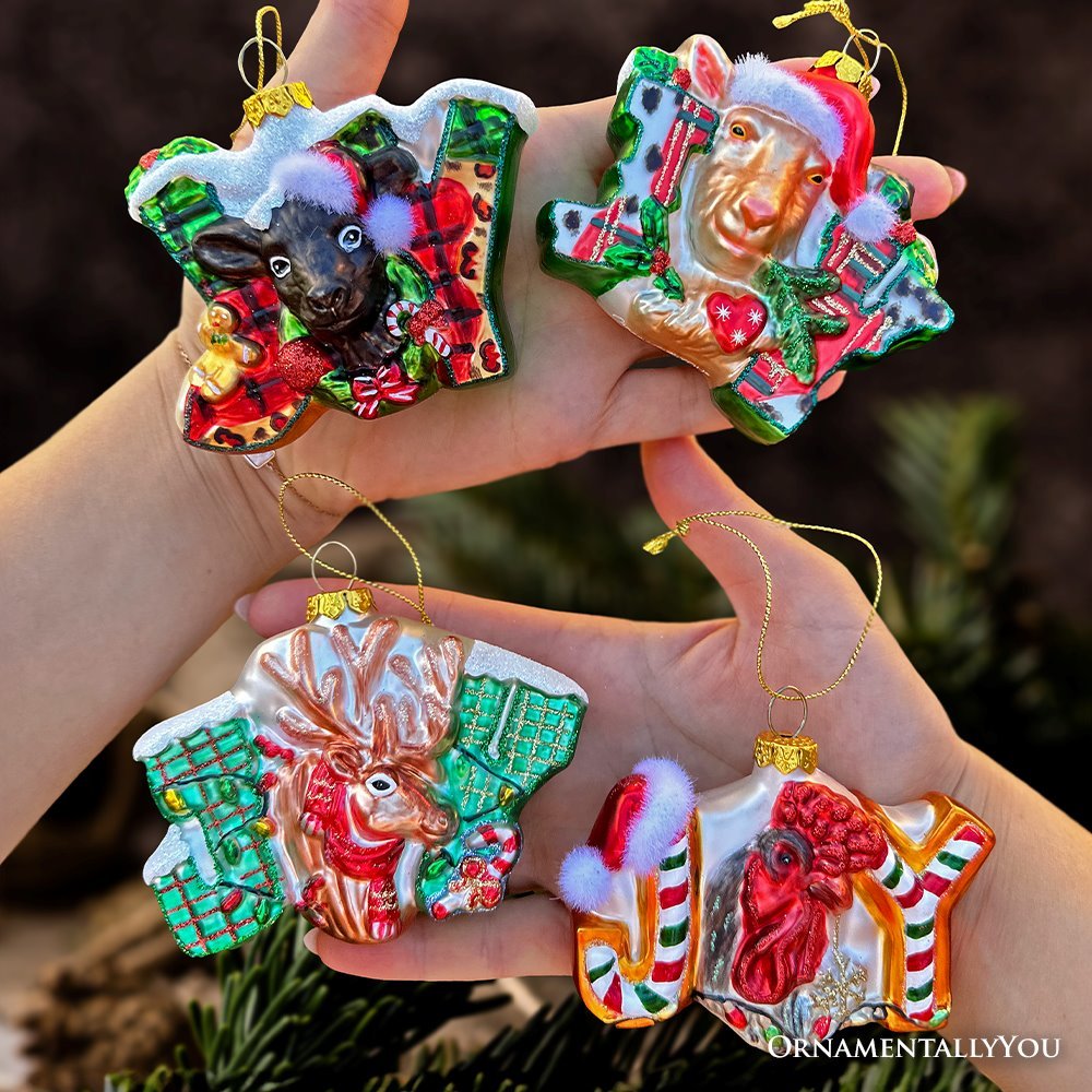 Shop For Farm Filled with Joy Glass Christmas Ornaments, Set of 4