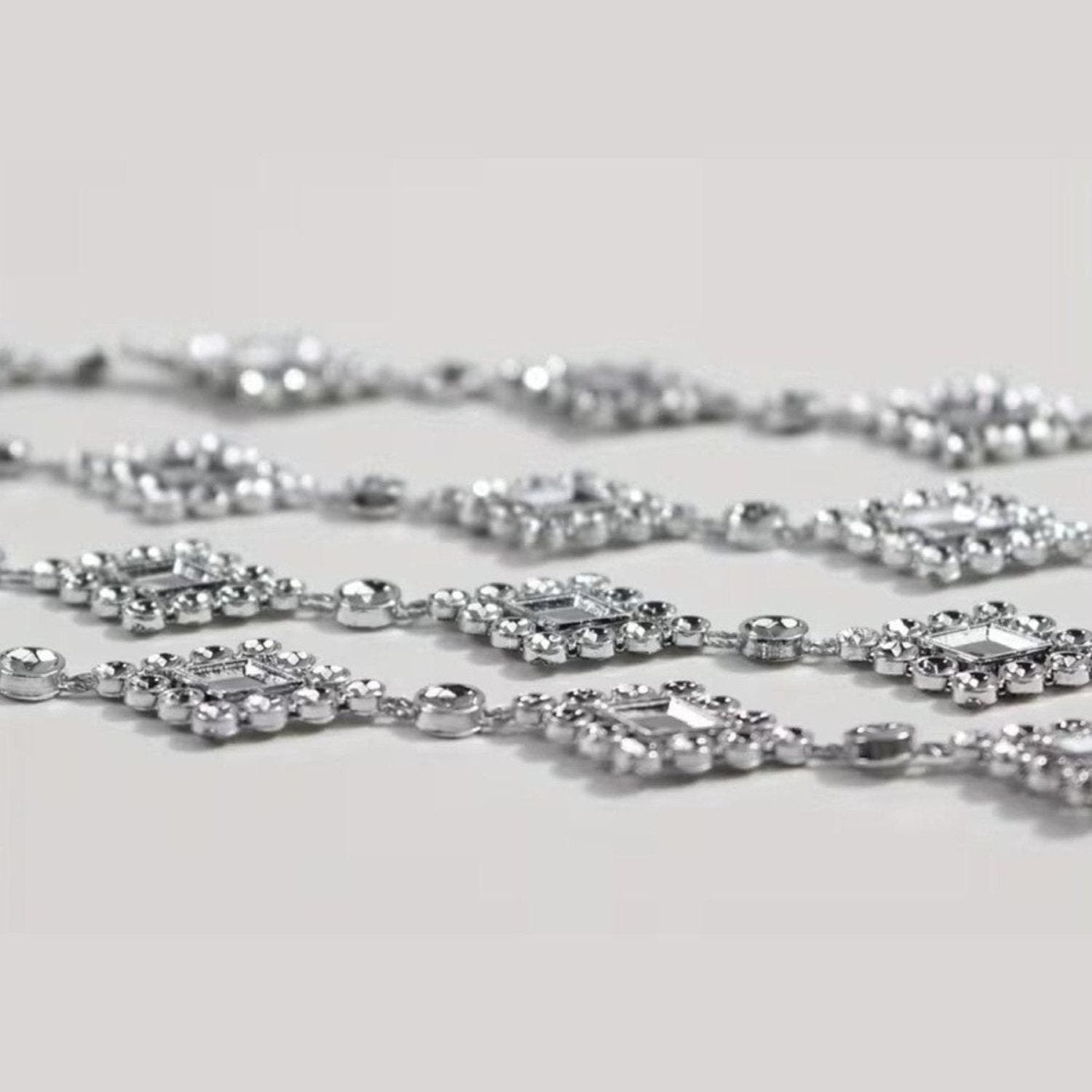 Shop For Faux Diamond Shaped Rhinestone Trimming: Silver (10 Yards)