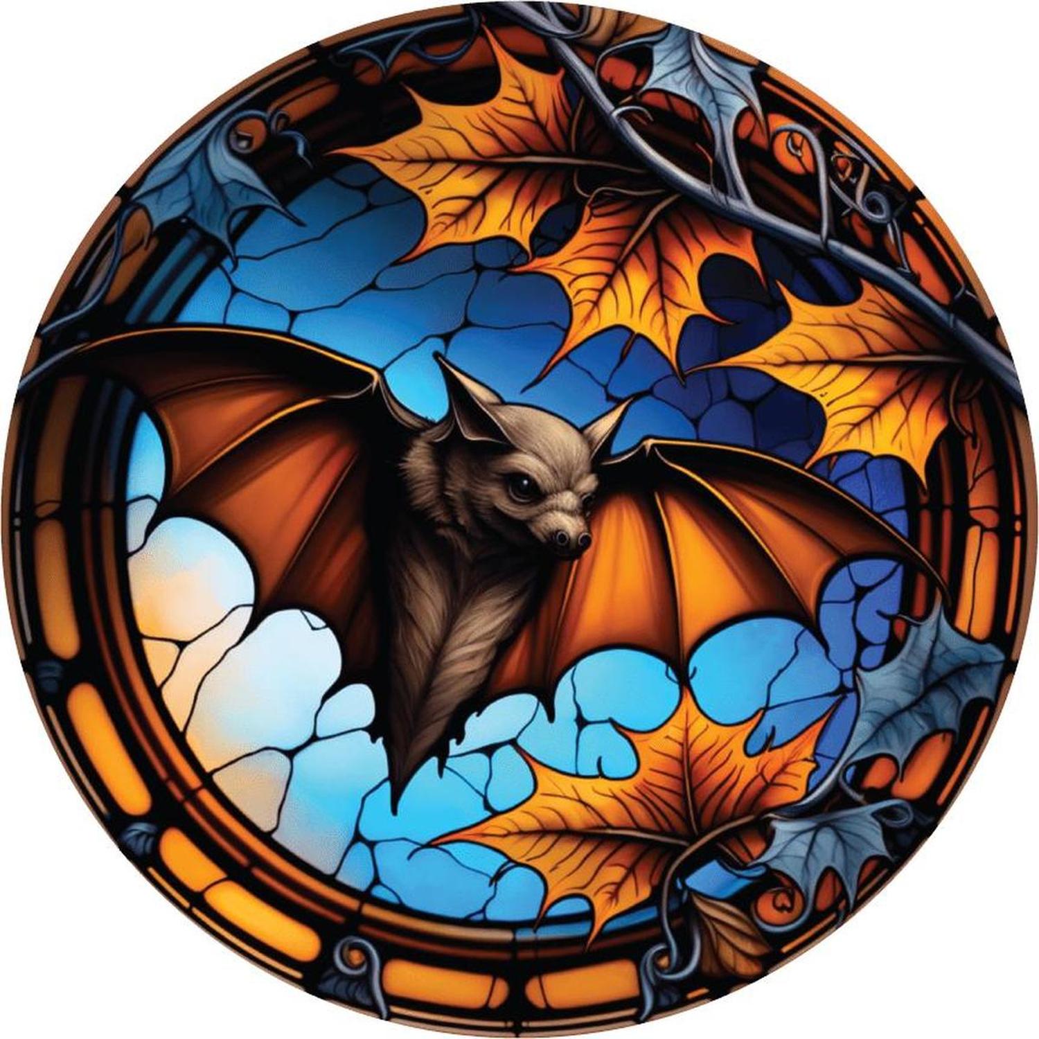 Faux Stained Glass Halloween Bat Sign