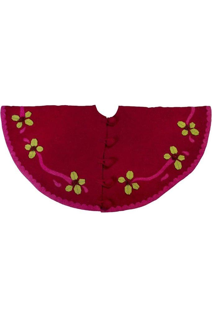 Shop For Felt Christmas Tree Skirt - Berries on Red at Michelle's aDOORable Creations