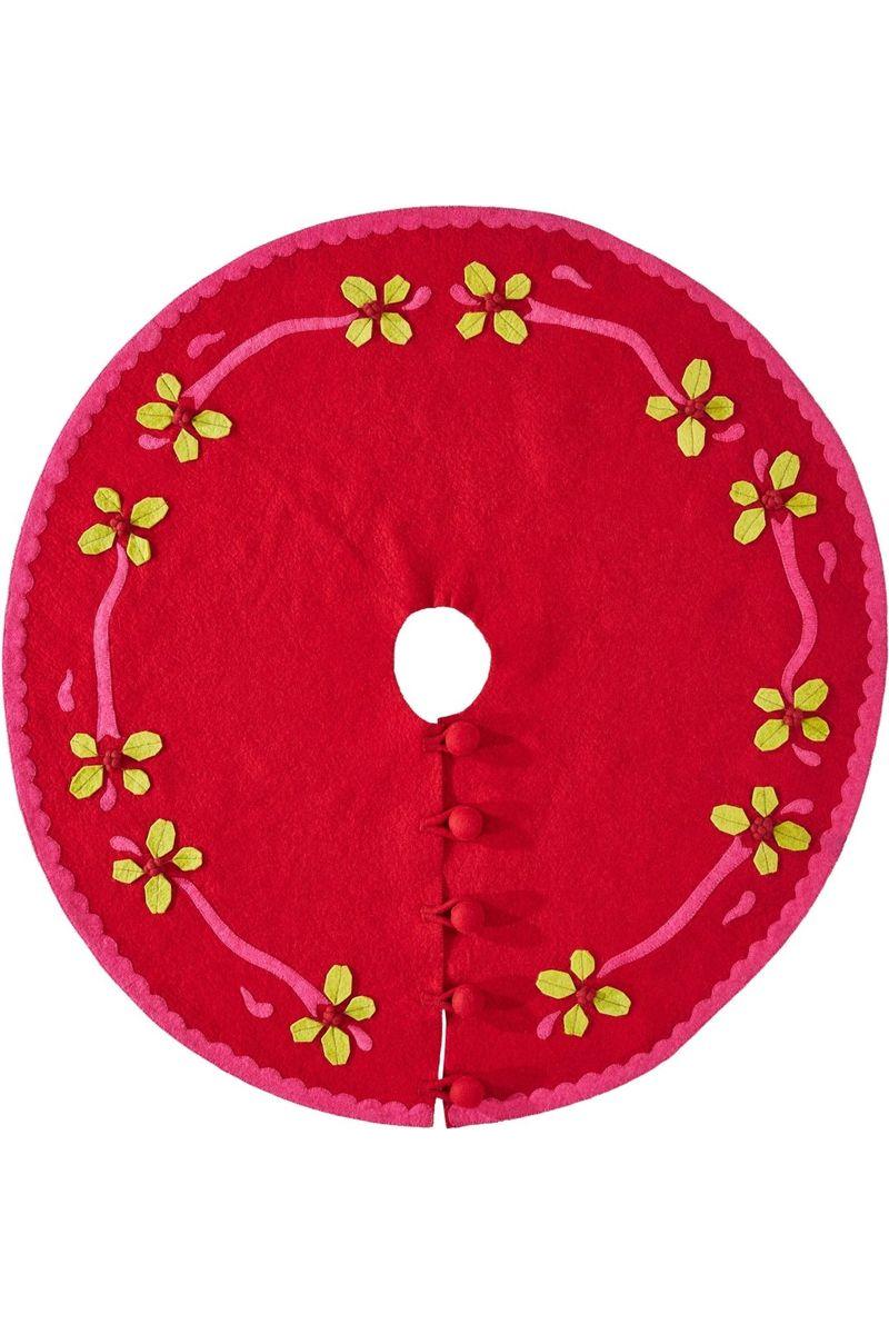 Shop For Felt Christmas Tree Skirt - Berries on Red at Michelle's aDOORable Creations