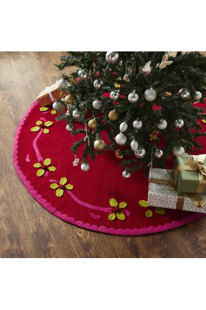 Shop For Felt Christmas Tree Skirt - Berries on Red at Michelle's aDOORable Creations