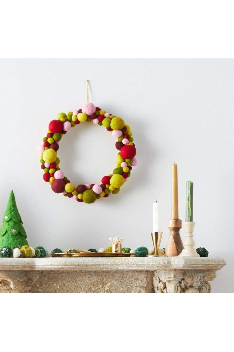 Shop For Felted Wool Wreath, Multicolor Ball at Michelle's aDOORable Creations