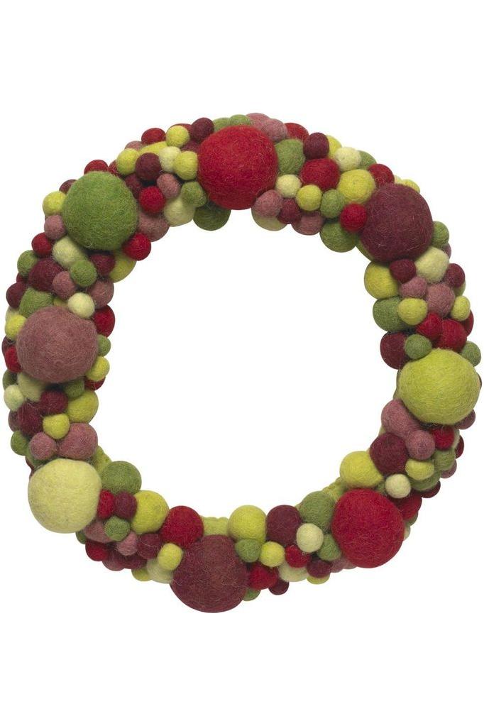 Shop For Felted Wool Wreath, Multicolor Ball at Michelle's aDOORable Creations