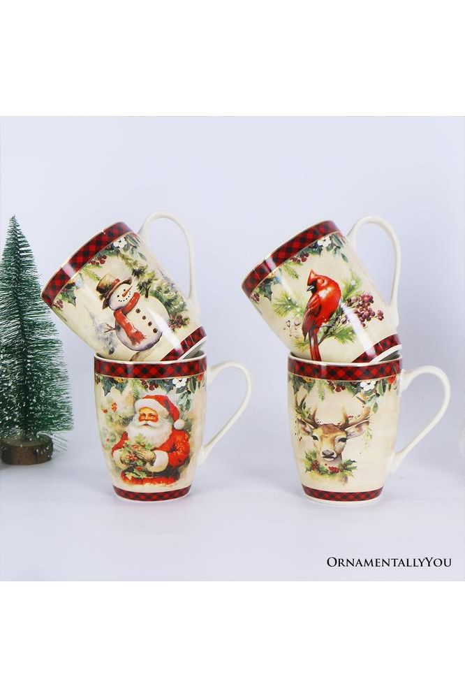 Shop For Festive Country County Christmas Plaid Mugs (Set of 4)