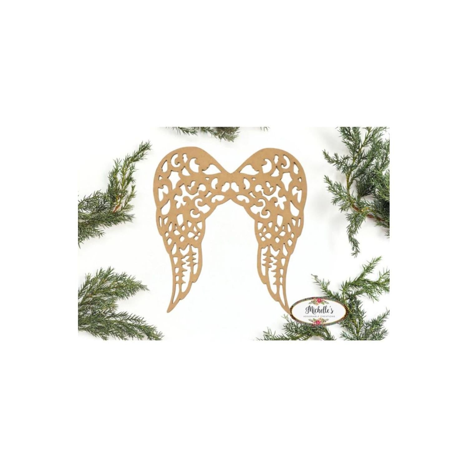 Filigree Angel Wings Wood Cutout - Unfinished Wood
