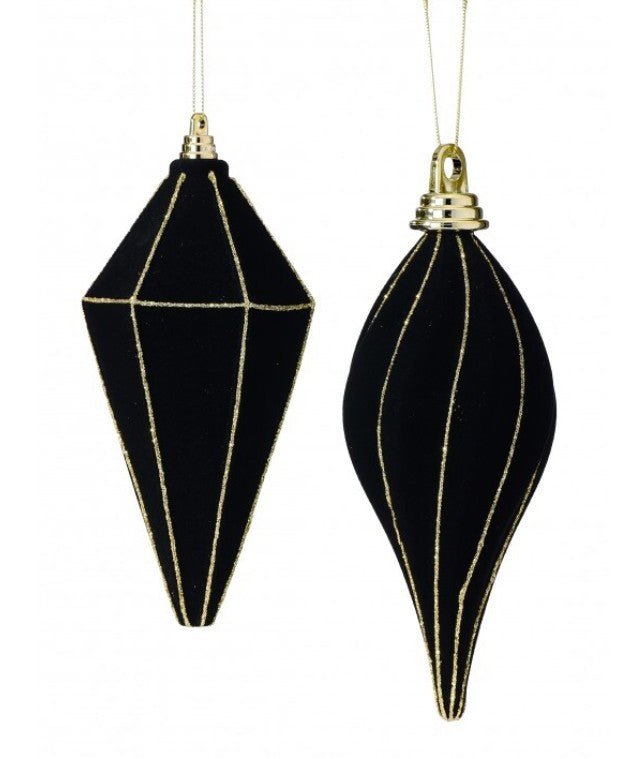 Shop For Flocked Finial Glitter Ornament: Black (Set of 2)