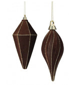 Shop For Flocked Finial Glitter Ornament: Chocolate (Set of 2)