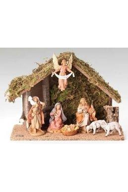 17 piece Fontanini Nativity set, plus high quality manger