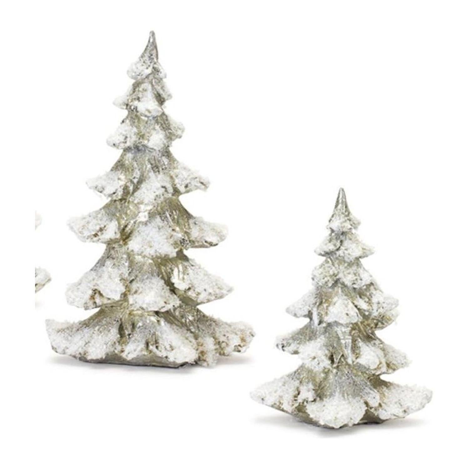 Shop For Frosted Pine Tree Décor with Silver Finish (Set of 4) at Michelle's aDOORable Creations