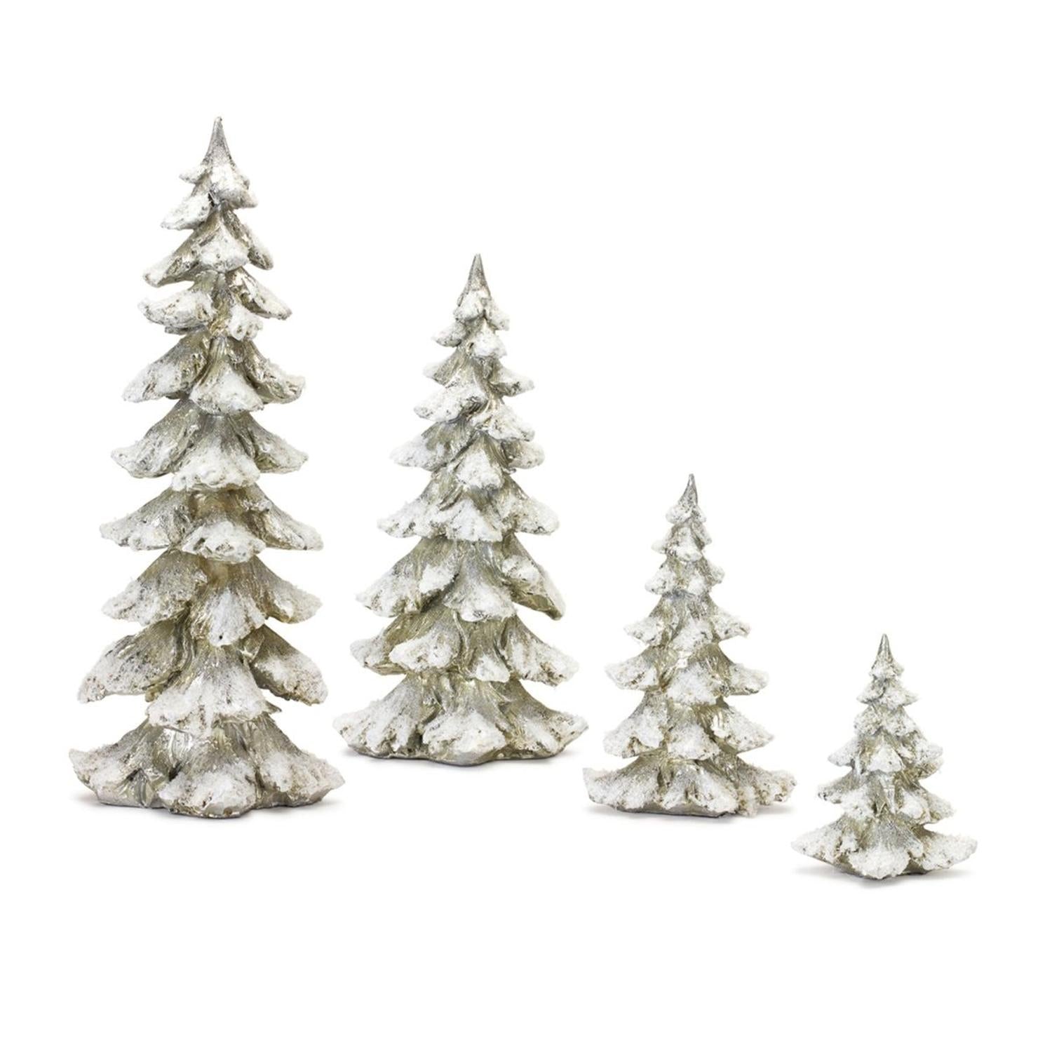 Shop For Frosted Pine Tree Décor with Silver Finish (Set of 4) at Michelle's aDOORable Creations