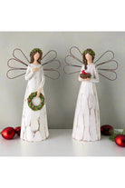 Shop For Frosted Winter Angel with Bird and Wreath Accent (Set of 2) at Michelle's aDOORable Creations