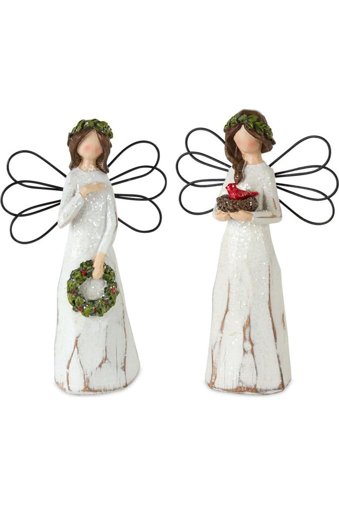 Shop For Frosted Winter Angel with Bird and Wreath Accent (Set of 6) 80561DS