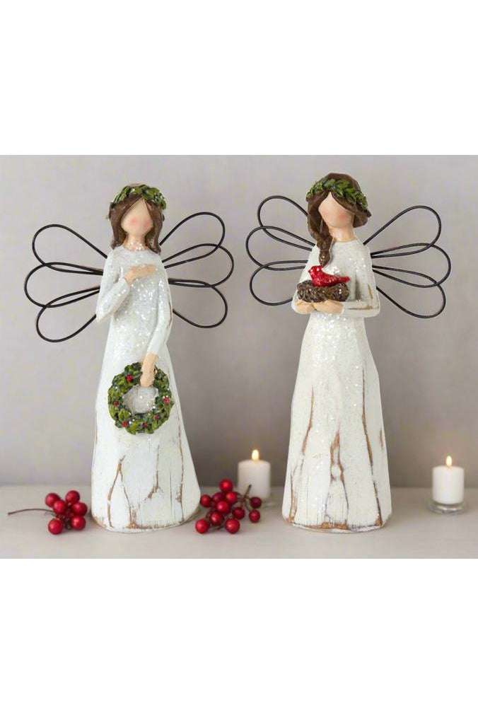 Shop For Frosted Winter Angel with Bird and Wreath Accent (Set of 6) 80561DS