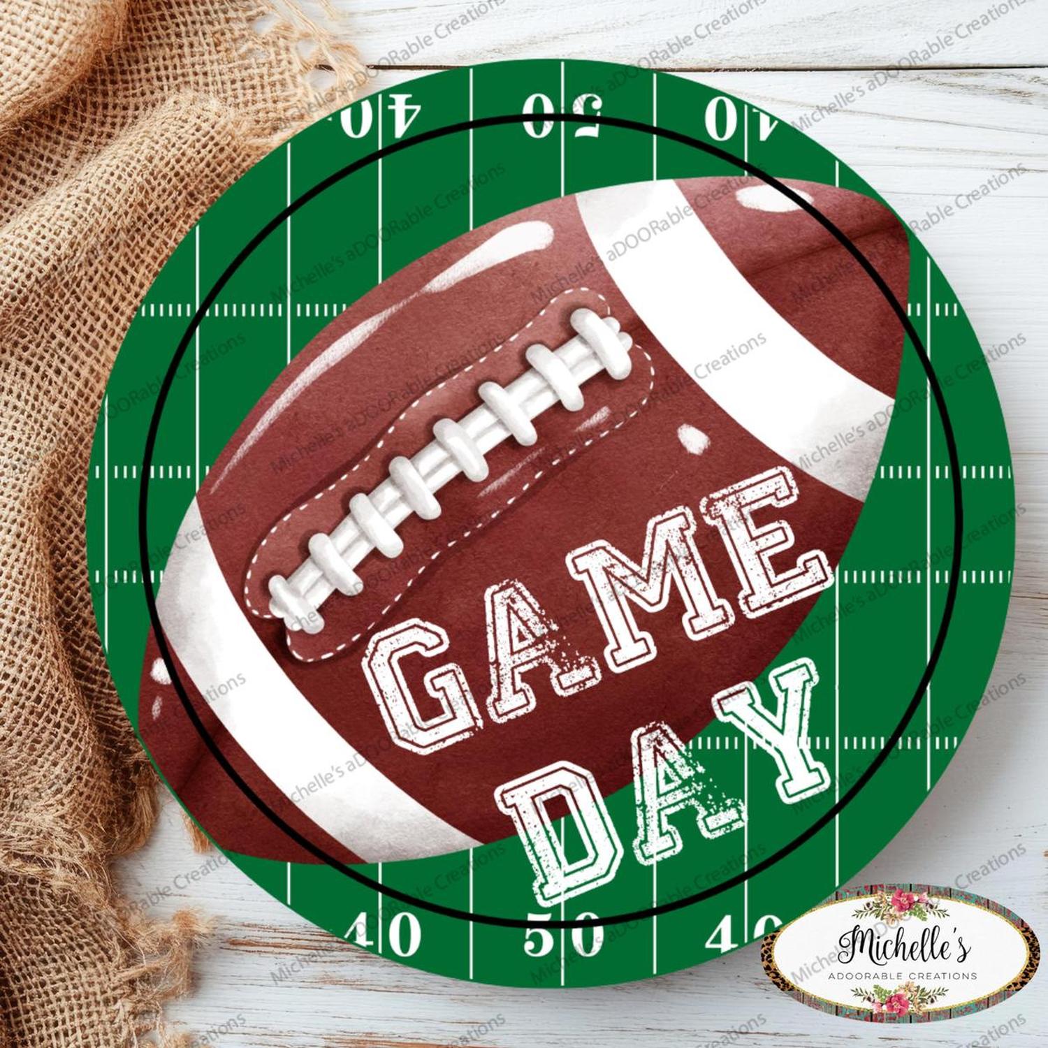 Game Day Football Round Sign