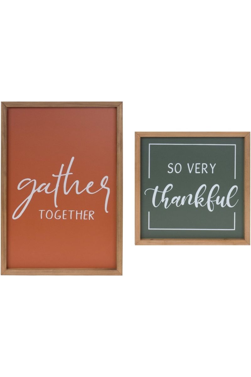 Shop For Gather and Thankful Sentiment Sign (Set of 2) at Michelle's aDOORable Creations