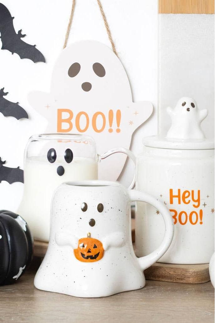 Shop For Ghost Shaped Glass Halloween Mug at Michelle's aDOORable Creations