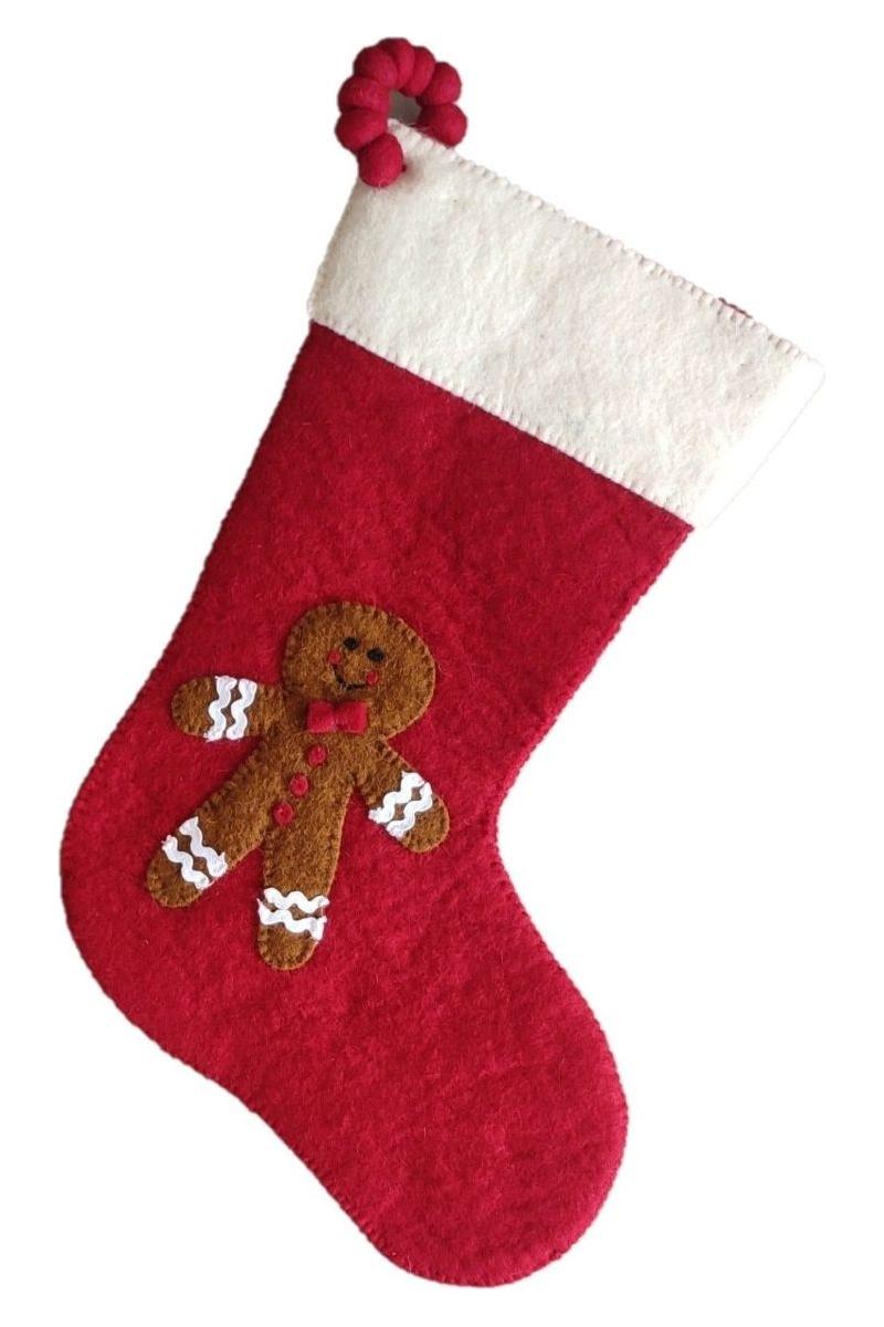 Shop For Gingerbread Boy Red Christmas Stocking at Michelle's aDOORable Creations