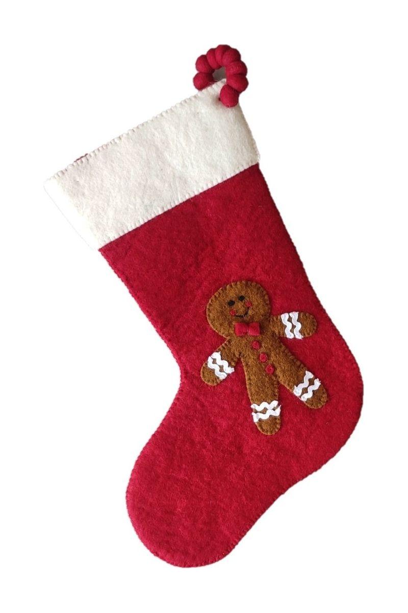 Shop For Gingerbread Boy Red Christmas Stocking at Michelle's aDOORable Creations