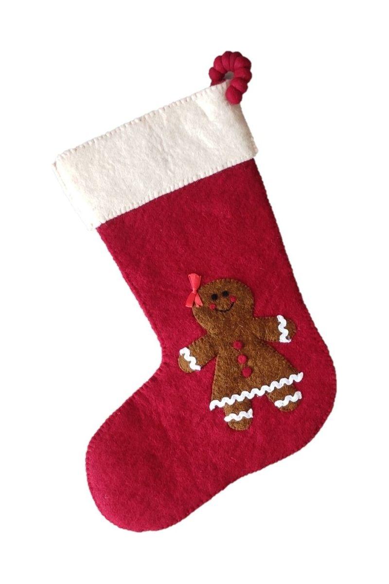 Shop For Gingerbread Girl Red Christmas Stocking at Michelle's aDOORable Creations