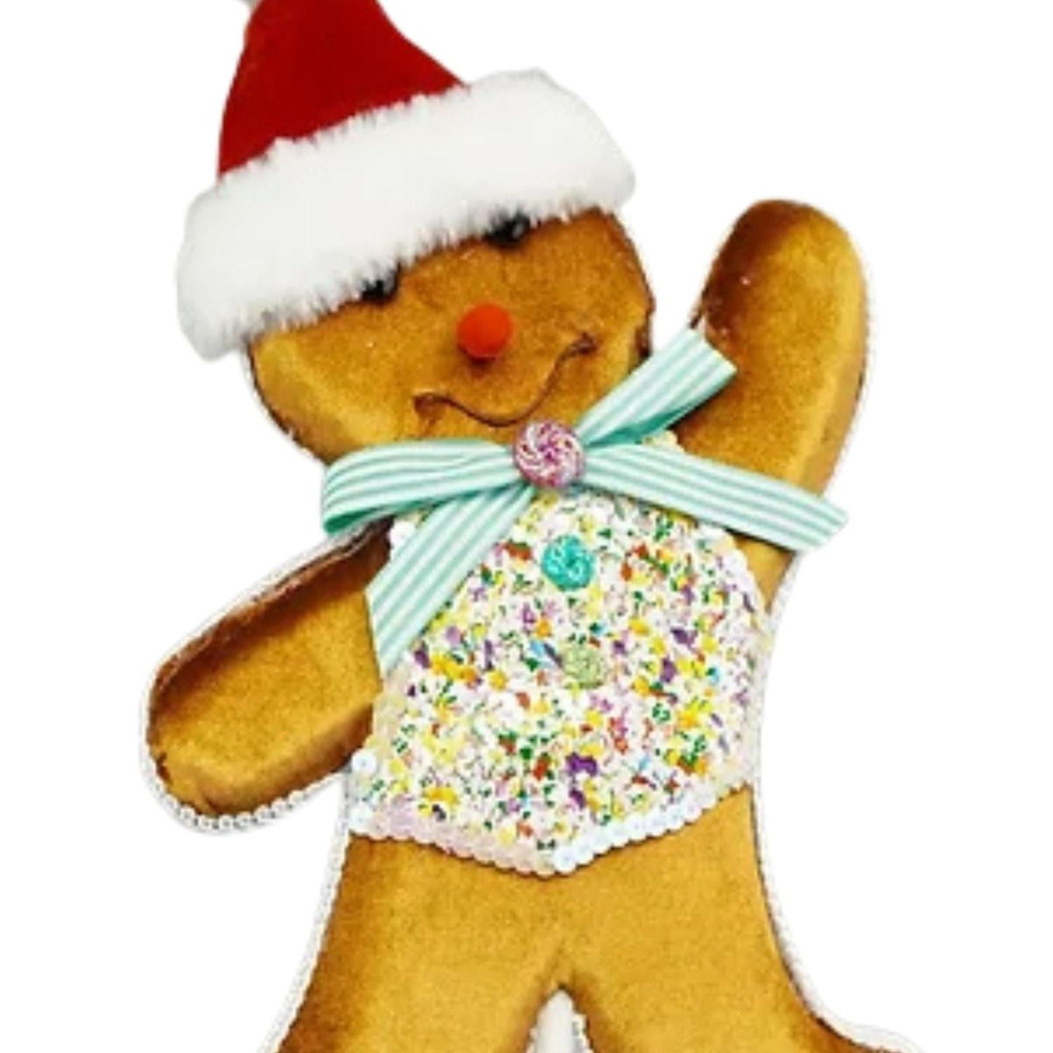 Gingerbread Man Pick, Teal 19"