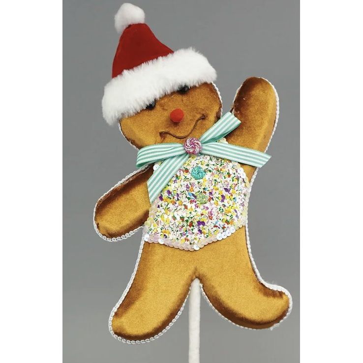 Shop For Gingerbread Man Pick, Teal 19"