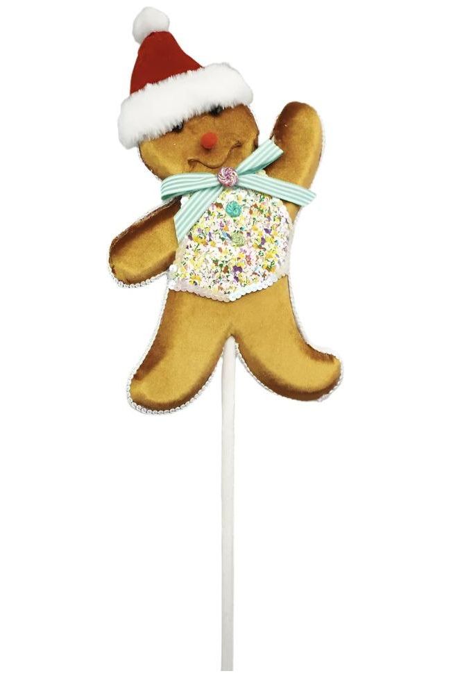 Shop For Gingerbread Man Pick, Teal 19"