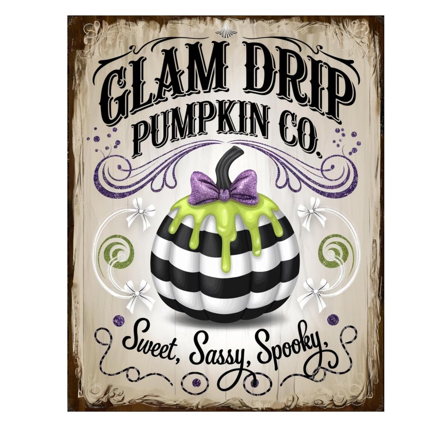 Glam Drip Pumpkin Halloween Sign