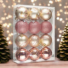 Shop For Glamorous and Cute Shiny Pink and Rose Gold Christmas Ornament Set, Glittered and Girly Feminine Holiday Baubles