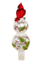 Shop For Glass Holly and Cardinal Finial Treetop