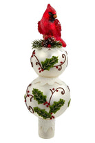 Shop For Glass Holly and Cardinal Finial Treetop