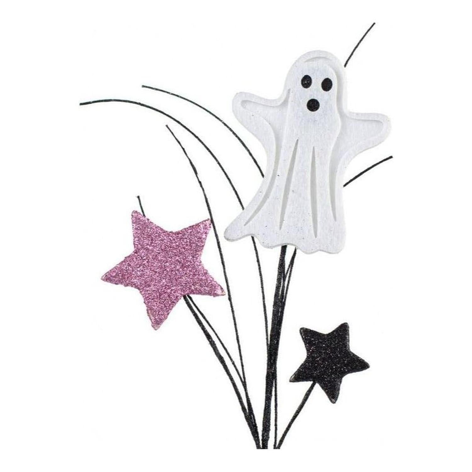 12.5" Glitter Ghost & Stars Spray: Pink & Black