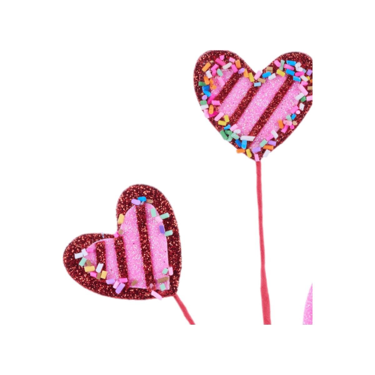 Shop For Glitter Heart w/Sprinkles Pick: Red/Pink