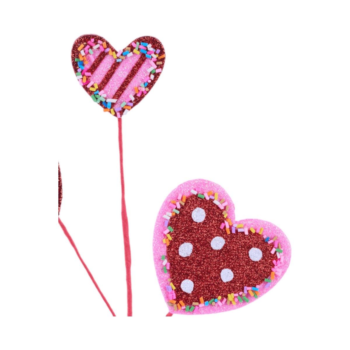 Shop For Glitter Heart w/Sprinkles Pick: Red/Pink