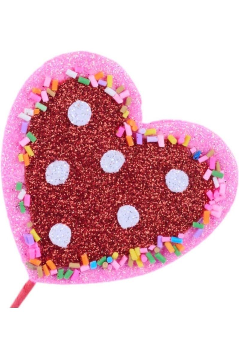 Shop For Glitter Heart w/Sprinkles Pick: Red/Pink at Michelle's aDOORable Creations